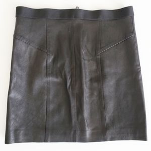 Theory Leather Zip Up Skirt